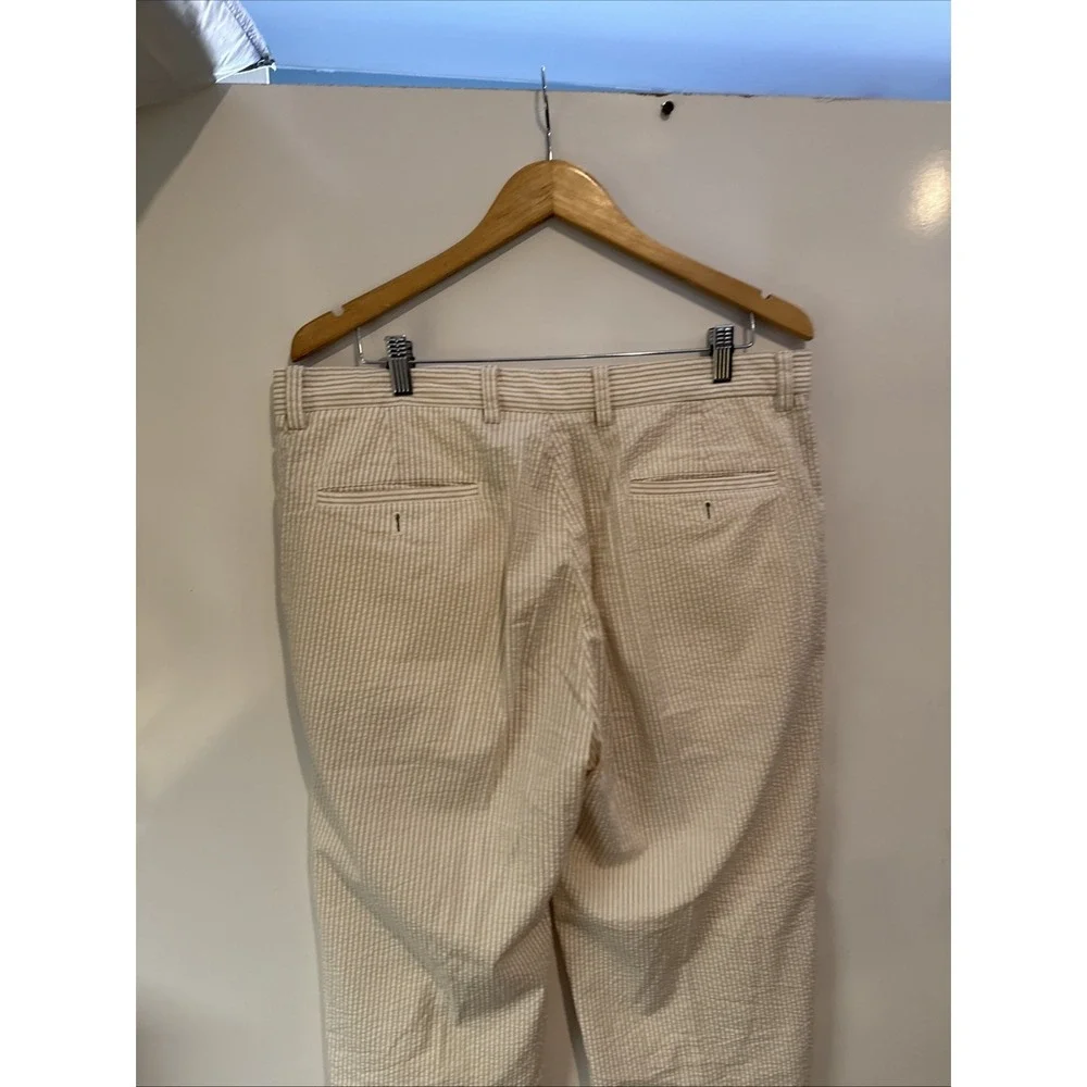 Brooks Brothers 36x32 Yellow Pinstriped Flat Front Clark Light WeightChino Pants